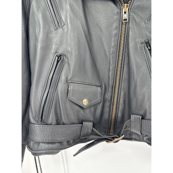 Fox Creek Leather Motorcycle Jacket‎ With Side Laces Black USA Made women’s 16 - Picture 3 of 9